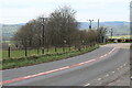 SN6737 : Road junction next to bend on A482 by M J Roscoe