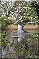 Fountain in the pond at Southwark Park