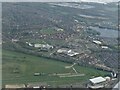 Across Doncaster Racecourse to site of former Doncaster Airfield: aerial 2022