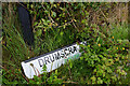 H3271 : Damaged road sign along Drumscra Road by Kenneth  Allen