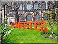 SJ4066 : Chester spelled out at the Cathedral by Jeff Buck