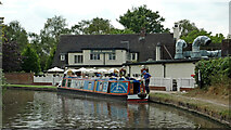 SJ9106 : Narrowboat at the Fox and Anchor near Coven, Staffordshire by Roger  D Kidd