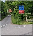 Blue notice and red notice at a junction near Forest Coal Pit