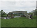 NY9724 : Footbridge across the Tees. by steven ruffles