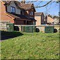 Dark green telecoms cabinets, Frampton on Severn