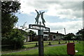 TG3907 : Moulton St Mary village sign by Adrian S Pye