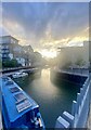 Approaching Limehouse Basin at sunset