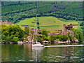 NH5328 : Loch Ness, Sailboat near Strone Point by David Dixon