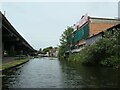 Canalside building with advert at Salford Junction