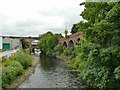 SE2734 : River Aire downstream from Milford Place footbridge by Stephen Craven
