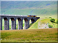 SD7579 : Freight Train Crossing Ribblehead Viaduct by David Dixon