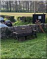 Memorial bench in the village churchyard, Llanover