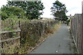 The track continues the other side of the fence on the left