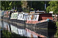 Moored narrowboats at Bournville