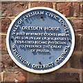 Blue plaque on Dresden House