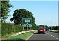 SJ3621 : The A5 south at sign for the Wolfshead Roundabout by Roy Hughes