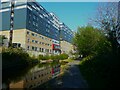 Huddersfield Canal passing new blocks of flats, Huddersfield