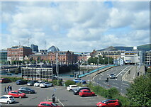 J3474 : Belfast Bridges from Station Street Flyover by Colin Pyle