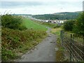 Footpath 4/1 leading down to the path across the top of the dam, Scammonden