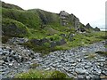 NM7317 : Easdale - Track, ruins and rocks by Rob Farrow