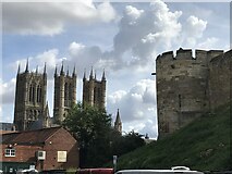 SK9771 : The three towers of Lincoln Cathedral by Richard Humphrey