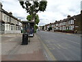 Bus stop and shelter on Romford Road (A118), London