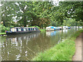 River Wey Navigation - boats moored above New Haw Lock