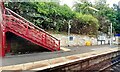 NZ0561 : Platform 1 and NE end of footbridge at Stocksfield Station by Roger Templeman