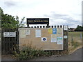 Notice board on the entrance to the Peace Memorial grounds