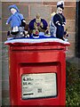 Yarn-bombed postbox, Birmingham Road, Stoneleigh, 1/2