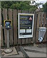 Warning notice at an entrance to Moreton station, Dorset