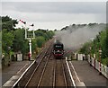 Steam train approaching Appleby Railway Station