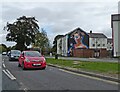 Block of flats with mural, on Princess Elizabeth Way