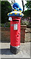 Yarn bombed George VI postbox on Lower Hampton Road