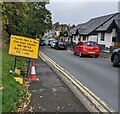 ST3090 : Yellow bilingual temporary sign, Pillmawr Road, Malpas, Newport by Jaggery