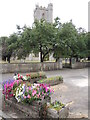 Floral display in front of St Barnabas