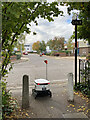 Clifton Road: delivery robot waiting to cross