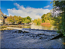 SK2268 : River Wye, Weir at Bakewell by David Dixon