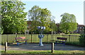 Sculpture and benches beside Eastleigh Road