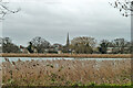 View over East Reservoir towards Stoke Newington church