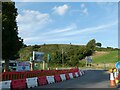 Roadworks on A4119 at roundabout near Coedely