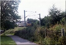 SP3278 : Footpath and railway, Spencer Park ca. 1983 by FEG