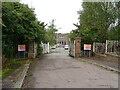 Entrance to Clapham Water Treatment Works off Clapham Road