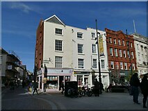 SO5040 : Shops at the north-west corner of High Town, Hereford by Stephen Craven