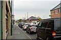 Cars queuing at a level crossing, West Dyke Road, Redcar