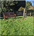 Bench and stone, Trelleck Grange, Monmouthshire