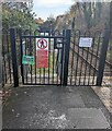 Notices at the SE end of Pye Corner station, Newport