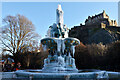 NT2473 : Edinburgh: Frozen Ross fountain below the castle by Kay Williams