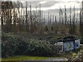 Disused garages by the River Avon, Wyre Piddle