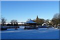 NZ1051 : Bandstand in the snow by Robert Graham